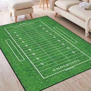 American Football Field Printed Rug, Play Room Rug, Sport Mat Rugs, Green Decor Rug, Football Pitch Rug, Football Court Rug, US Sports Rug