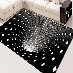 3D Vortex Illusion Rug: Psychedelic Optical Art, Washable Non-Slip Print