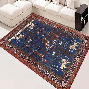 Blue Bohemian Rug: Vintage Style, Traditional Design