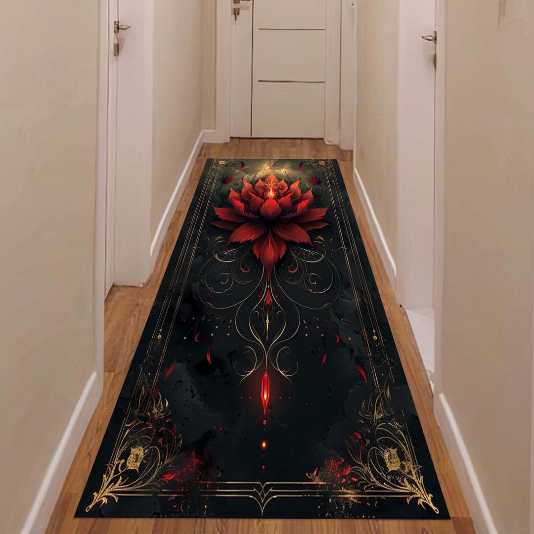 Runner Rug, Rose Runner Rug, Floral Runner Rug, Flower Corridor Rug ...