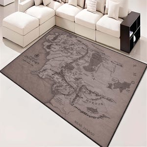 Mittelerde Teppich, Herr der Ringe Karte, Karte Dekor Teppich, Karte Gedruckt Teppich, LOTR Karte Teppich, Wohnkultur Teppich, Benutzerdefinierte Geschenk Teppich