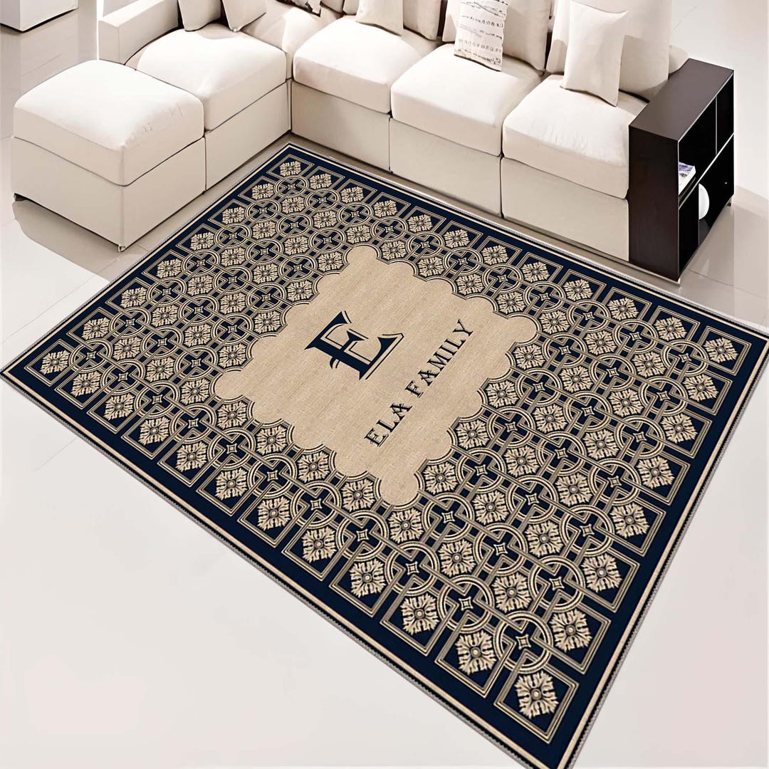 Personalized Family Name Rug, Custom Monogram Area Rug, Elegant Home ...