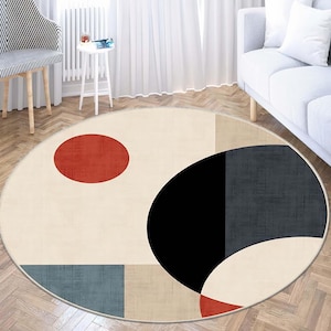 Round Rug, Mid Centry Modern Rug, Scandinavian Rug, Circle Rug, Bathmat Rug, Doormat Rug, Washable Rug, Indoor Rug, Outdoor Rug, Floor Rug