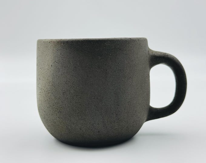 Handcrafted Black Sand Mug: Nature themed Minimalist Unglazed Coffee Cup