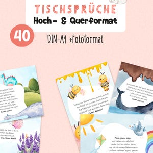 40 table graces for children, kindergarten, home, templates, for printing A4 & photo format