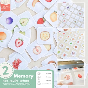 2 Memory Game Fruits, Vegetables, Herbs & Opposites | Learning Material for Preschool Children to Print | PDF Template