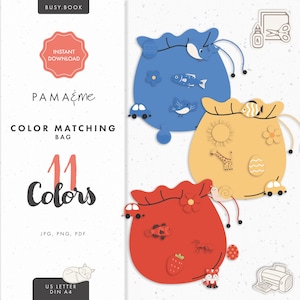 11 Color Matching Bag Printable | Farbsortieren für Kinder | Digitales Lernspiel | Sofortiger Download