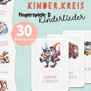 30 juegos y canciones para los dedos: Kinder.Kreis - Tarjetas con imágenes para juegos de círculo para guardería, círculo matutino, actividades con bebés | para imprimir
