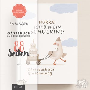 Gästebuch Einschulung – Erinnerungsbuch für den ersten Schultag, Geschenk Mädchen & Jungen: Gästebuch zur Einschulung, digitaler Download