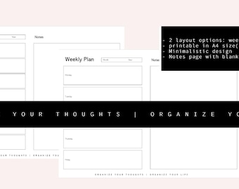 templates, planner, onepager, printable, Wochenplaner Druckbare Landschaft, Minimalistischer Wochenplan, Wochenplaner, A4/Letter