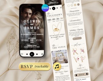 Editable Wedding Website Template, Canva Invitation with RSVP Google Form & Countdown (Instant Download)