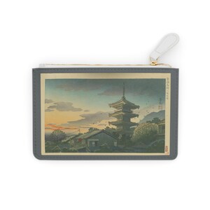 Mini bolso de mano con diseño de puesta de sol japonesa, elegante accesorio de noche, regalo para ella, organizador de viaje, monedero con estampado artístico, billetera con estilo.