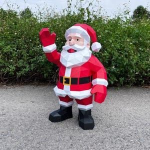 Santa Claus Papercraft PDF, SVG Template For Cricut projects: 3D Christmas Decor, Diy Paper Sculpture, Christmas gifts, Low poly origami
