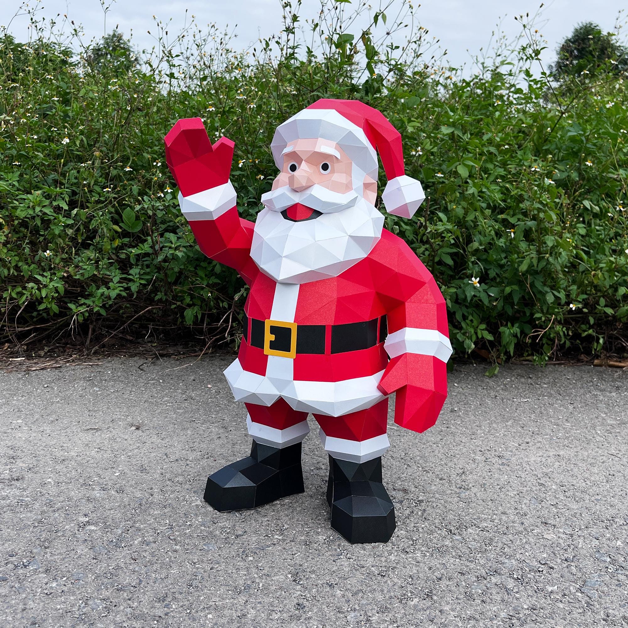 3D Santa Claus Papercraft Template, Low Poly Christmas Decor (PDF, SVG ...