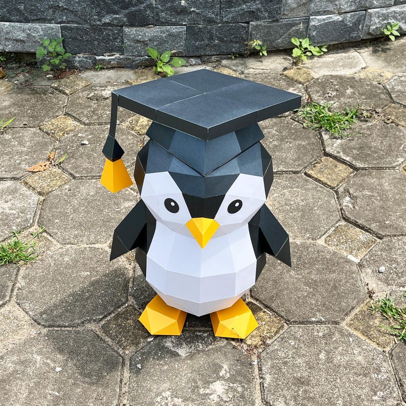 Graduate Penguin Papercraft SVG, Studio, PDF Template for Cricut ...