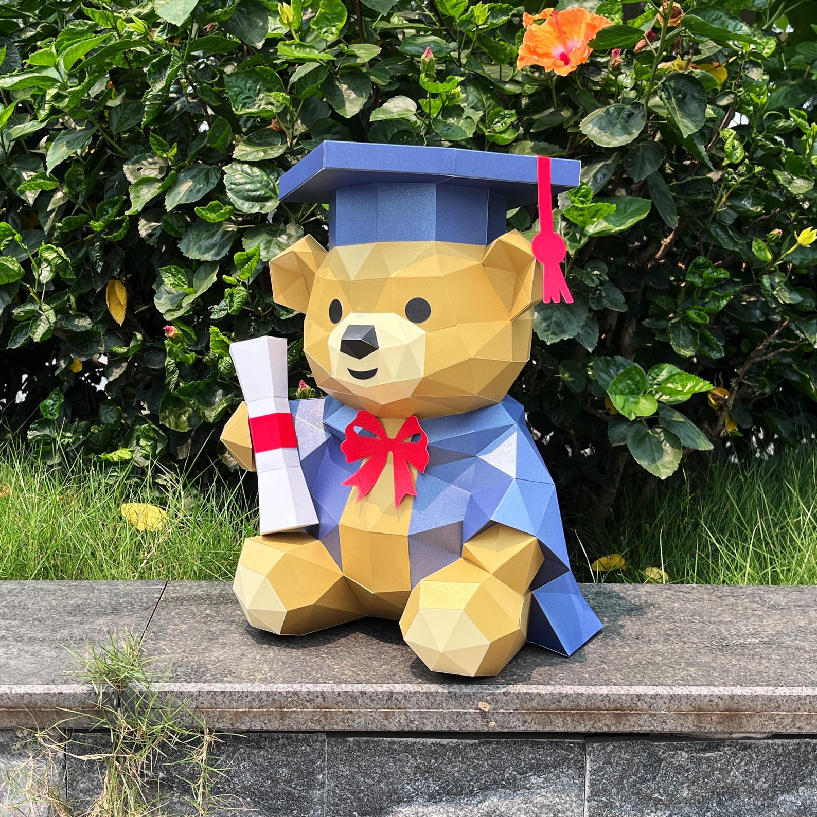 Graduation Bear Papercraft SVG Template - Diy 3D Paper Graduation Bear ...