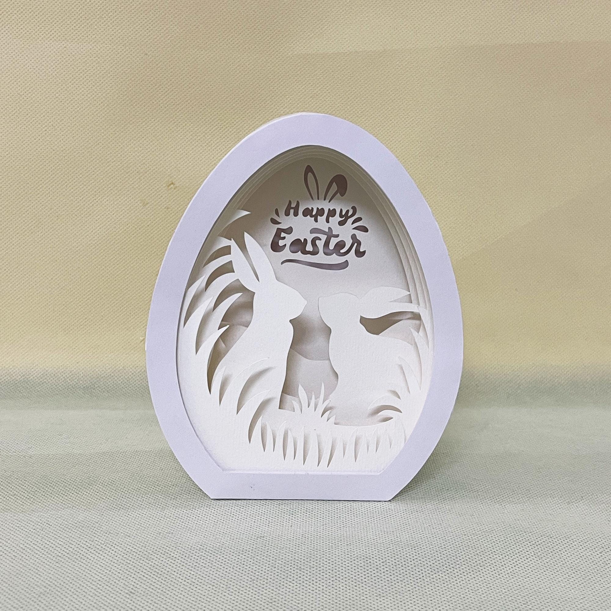 イースターバニーエッグシャドーボックスSVG、スタジオ、PDF