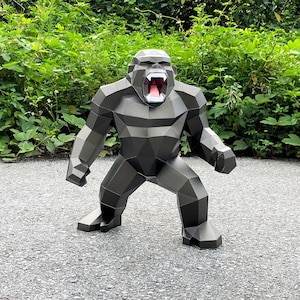 3D Gorilla Papercraft PDF, SVG Template For Cricut projects - Diy Low Poly Gorilla Origami, Sculpture Model Paper for Home Decor - 3D Animal