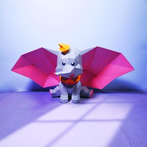 PaperCraft Elephant Dumbo SVG, modello PDF - Modello di carta fai da te per elefante per la decorazione della cameretta dei bambini, regali fai da te per bambini