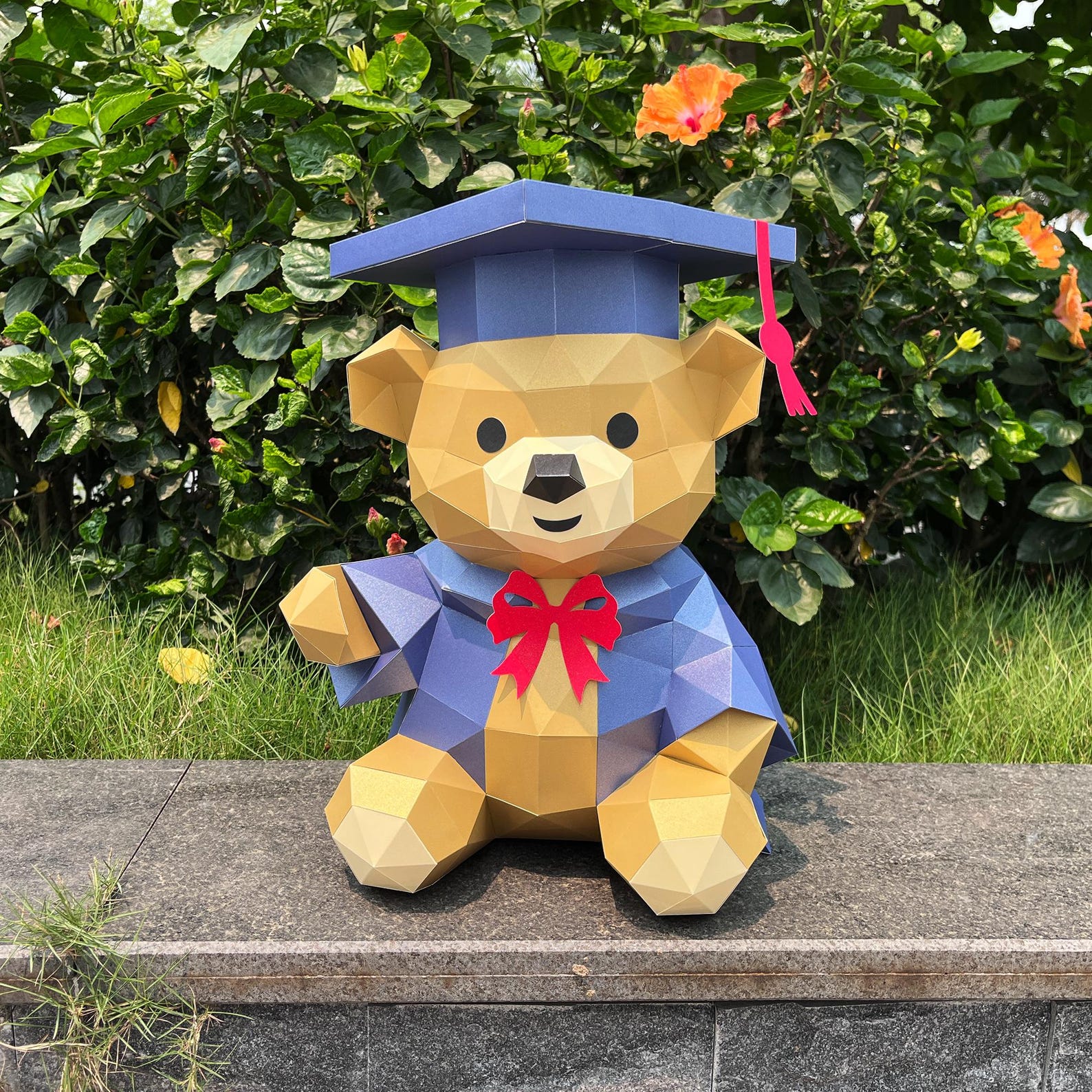 Graduation Bear Papercraft SVG Template - Diy 3D Paper Graduation Bear ...