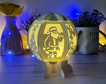 Plantilla SVG de linterna de Papá Noel: Luminaria navideña de papel (descarga digital)