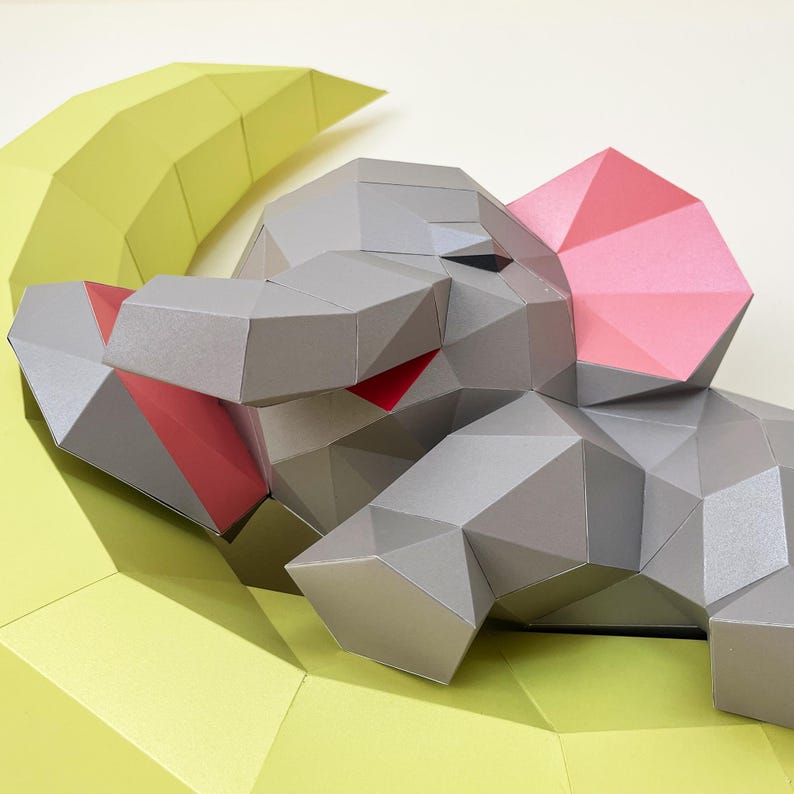 Elephant Sleep on the Moon Papercraft PDF, SVG Template for Cricut ...