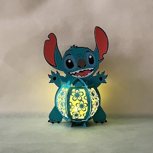 Lanterna Stitch SVG, PDF, modelli Studio per Cricut, ScanNcut, Cameo... Lanterna fai da te per la decorazione della cameretta dei bambini - Lampada da taglio di carta svg