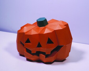 Low Poly Pumpkin PaperCraft, Halloween DIY (PDF, SVG)
