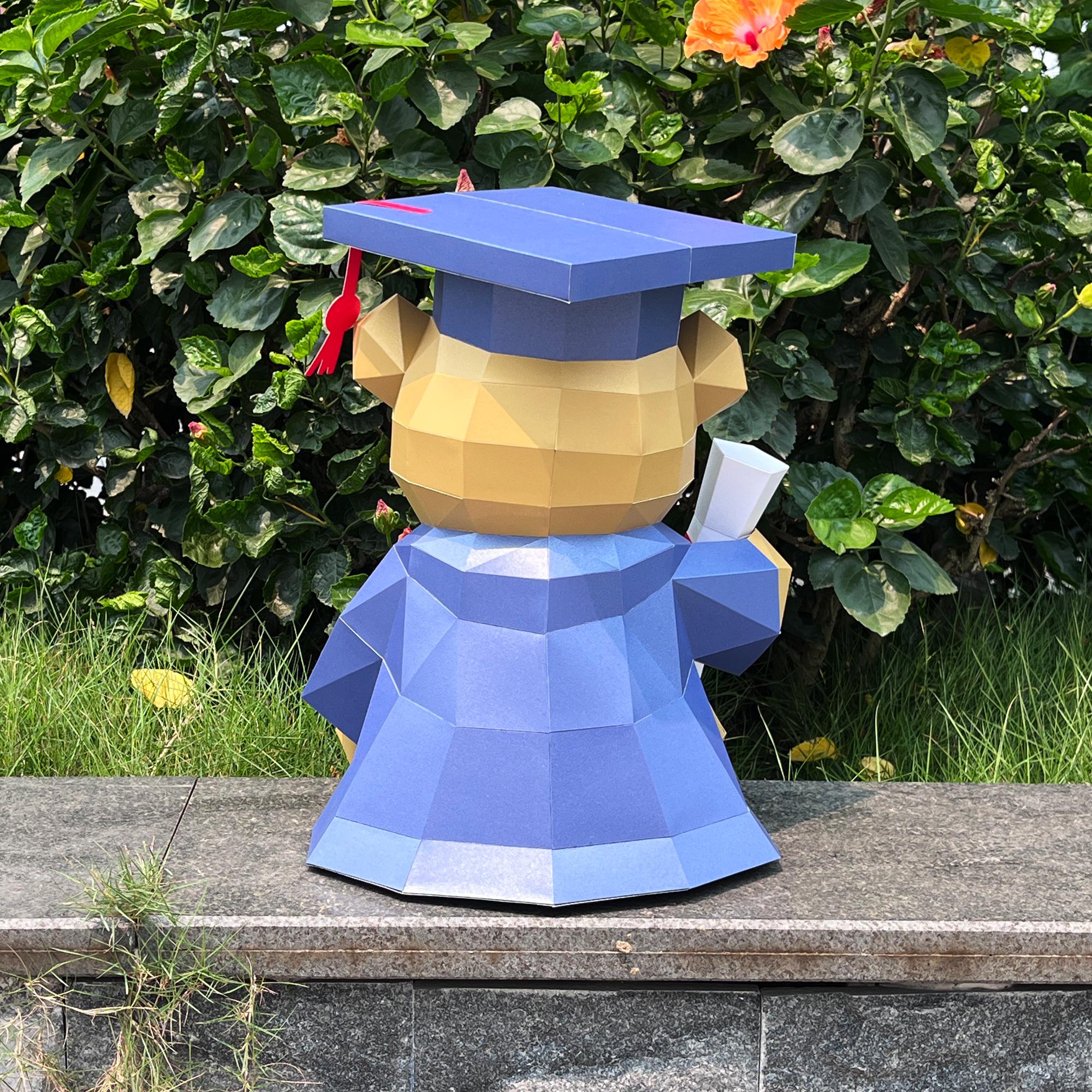 Graduation Bear Papercraft SVG Template - Diy 3D Paper Graduation Bear ...