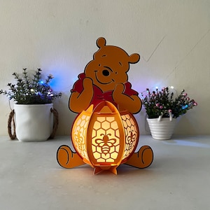 Happy Bear Lantern SVG for Cricut Projects - Diy Happy Bear paper lamp - PDF, Silhouette Studio file - Paper Luminaries Svg - Home Decor