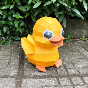 Cute Duck Papercraft PDF, SVG Template For Cricut projects - Diy gifts for kids, 3D Duck for Kids Room Decor - Cute Duck 3D Low Poly