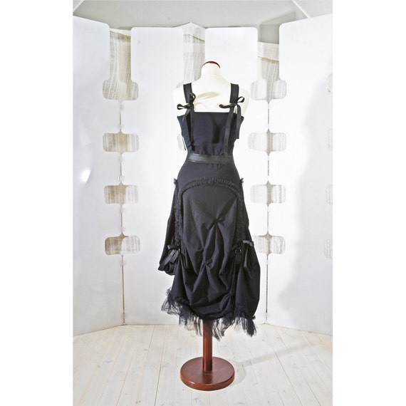 black jersey summer dress - Ruffled and Romantic - Steampunk Gothic Chic Burlesque Dress Badge-UniqueColour