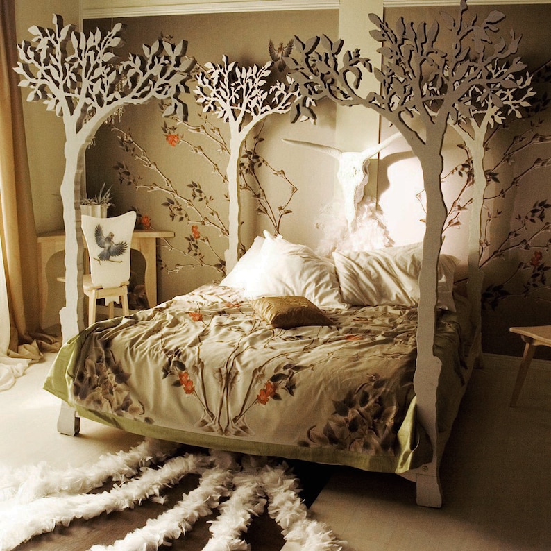 Under the apple tree canopy bed Modern romantic Scandinavian design Sleep Therapy woodland fairy tale image 3