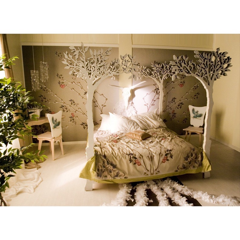 Under the apple tree canopy bed Modern romantic Scandinavian design Sleep Therapy woodland fairy tale image 4