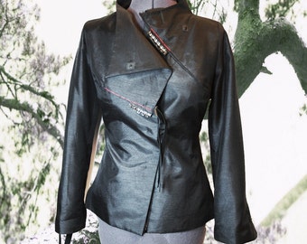 Silk Jacket Handmade to order Black Sculpture Art wear coat