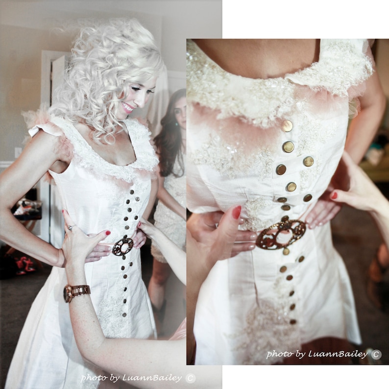 Wedding Dress Silk and Lace woodland Ivory white haute couture handmade fashion image 2