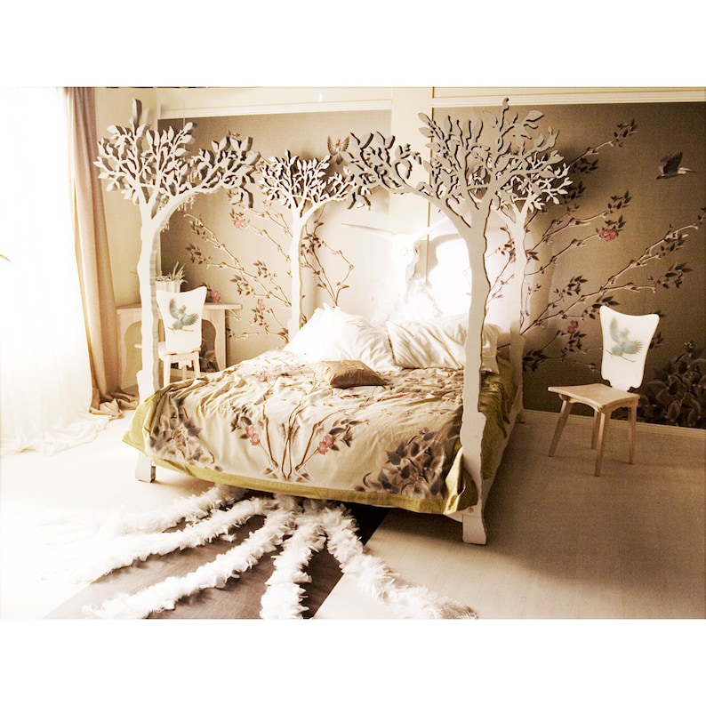 Under the apple tree canopy bed Modern romantic Scandinavian design Sleep Therapy woodland fairy tale image 2