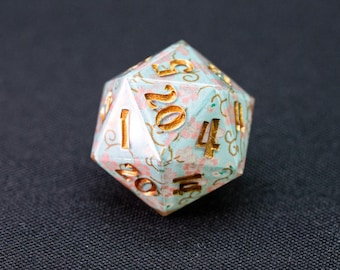 Handmade Emphasis D20 Dice, Spring Blossom Resin d20, DnD and TTRPG Gift