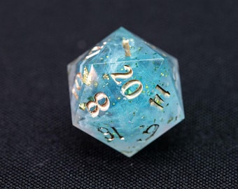 Handmade Emphasis D20 Dice, Sky Swirls Resin d20, DnD and TTRPG Gift