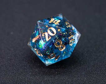 Handmade Emphasis D20 Dice, Aquatic Carneval Resin d20, DnD and TTRPG Gift