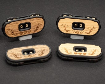 Hit Point and Score Counter 0–99 with Engraved Hardwood Inlay
