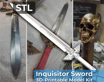 40K Inquisitor Sword Cosplay Prop - 3D-Printable Model Kit - STL - Lifesize Digital Download 3D Print Files