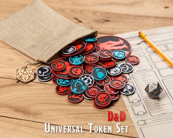 DnD und Pathfinder Token-Set 47–73 Stk, 1-Zoll-Raster, Beutel inkl., TTRPG-Token