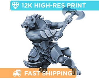 Gnoll Berserker | DnD Mini - Role Playing Miniature - D&D Pathfinder Fantasy RPG Mini - High Quality Resin Print for Tabletop Gaming