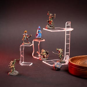 Adjustable and Static Flight Stands: DnD Combat Riser, Wargaming Terrain - Acrylic