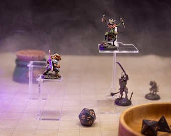 Flight Stand Combat Riser - Adjustable Height and Mini Versions - for DnD, Tabletop Gaming, Wargaming - 2 inch 1 inch square grid