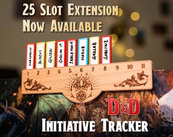 DnD Initiative Tracker with Wipeable Markers - Handmade Hardwood Tracker for Dungeon and Dragons, Pathfinder, TTRPG, Roleplaying, Tabletop