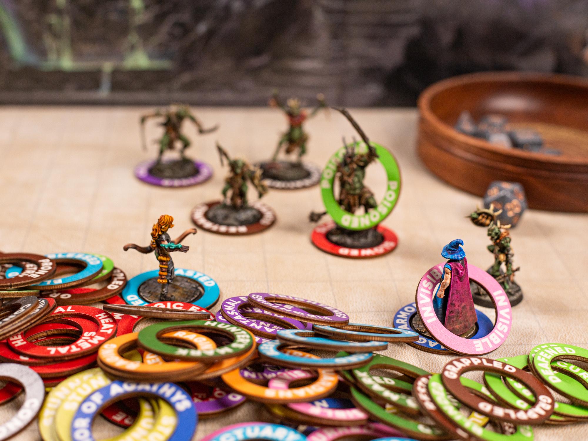 Dnd Condition Rings: Status Effect Markers, Buff Debuff Tracker Set - Etsy