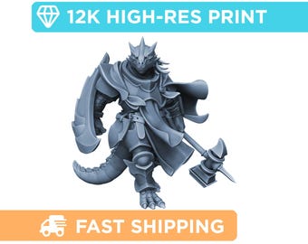Dragonfolk Paladin | DnD Mini - Role Playing Miniature - D&D Pathfinder Fantasy RPG Mini - High Quality Resin Print for Tabletop Gaming