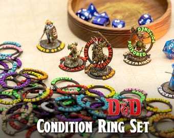 DnD Condition Ring Set of 74 or 33 Status Effect Markers for 5E Dungeons and Dragons - Buff Debuff Tracker